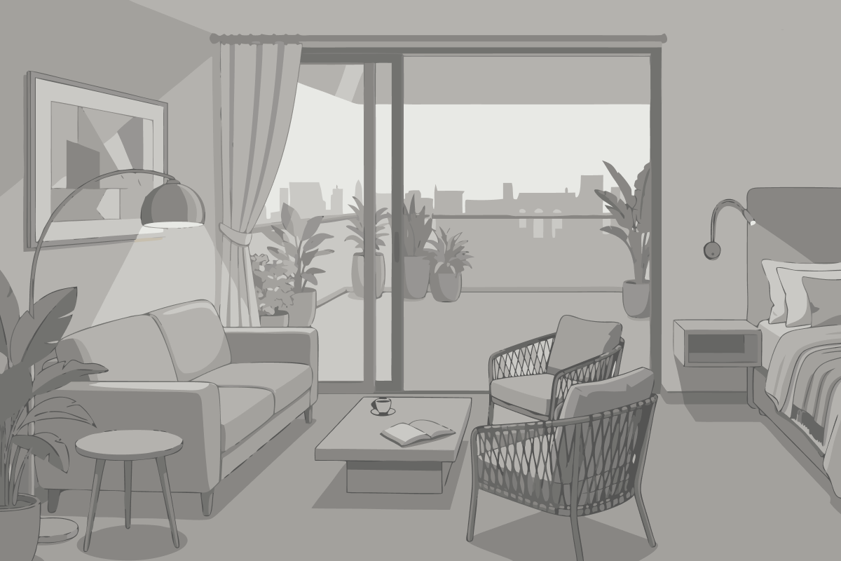 Chambre Lit Queen-Size Juliette - Vue sur Piscine - Accessible aux Personnes à Mobilité Réduite